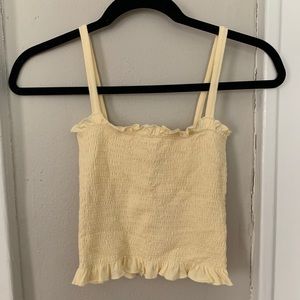 Aritzia ruched yellow tank top